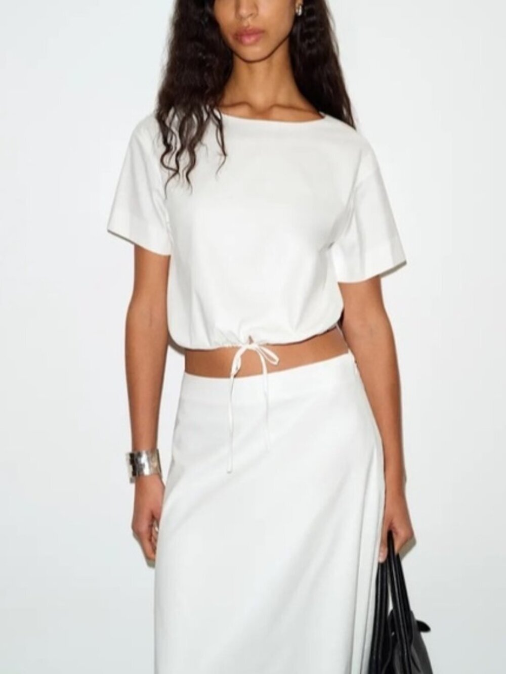 NEW Reformation Jordan Two Piece Short Sleeve Skirt Set Cotton White | US 4 UK 8 - Picture 2 of 16